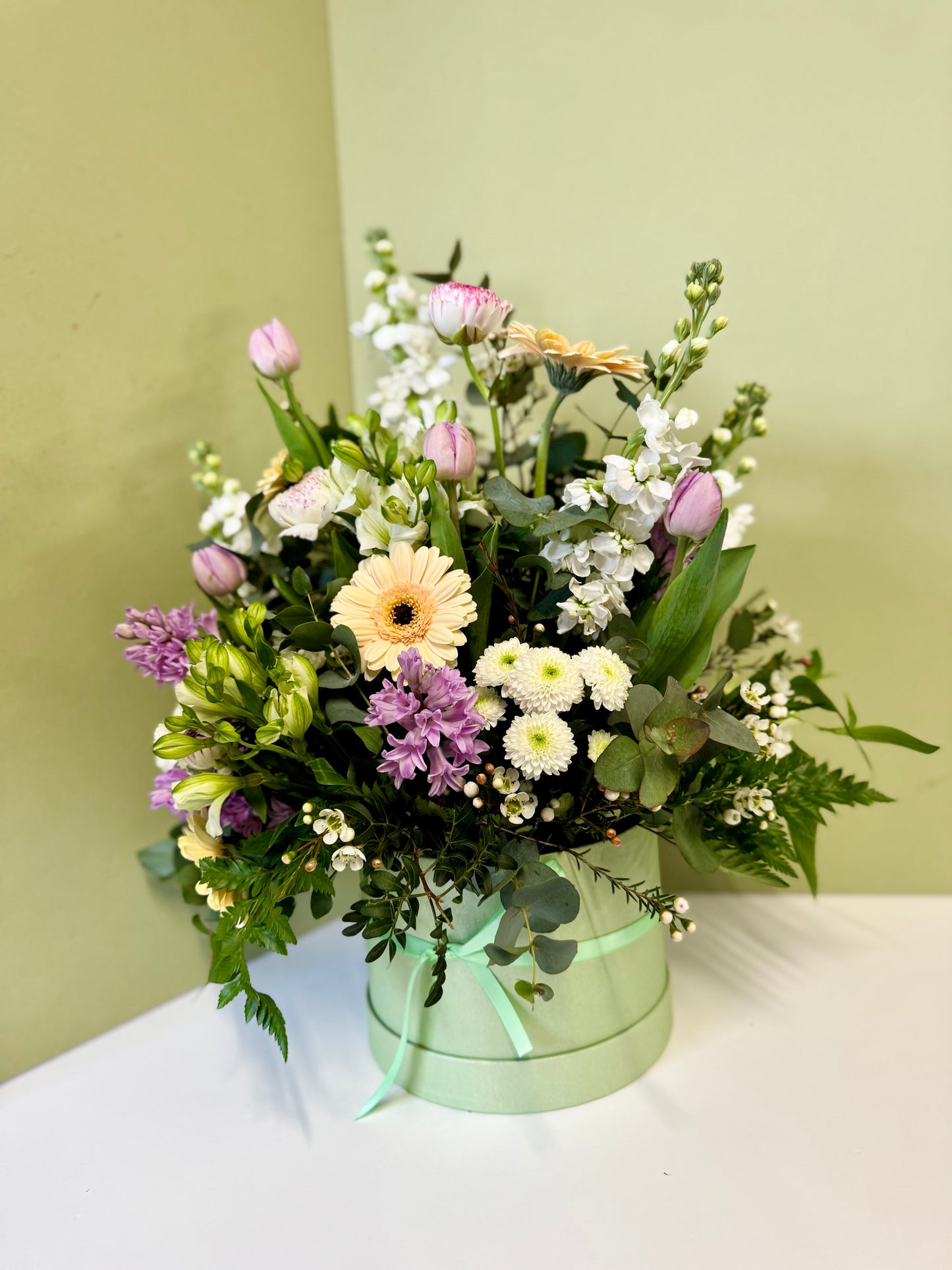 Pastel Florists Choice Seasonal Hat Box