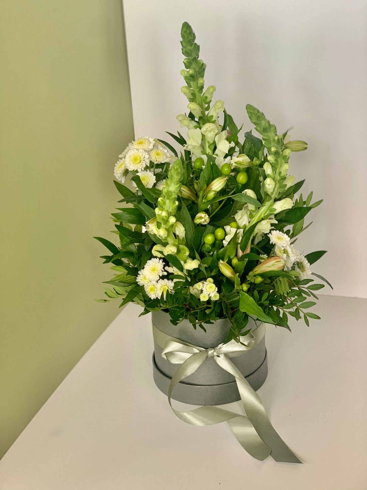 Elegant Whites Florists Choice Hatbox