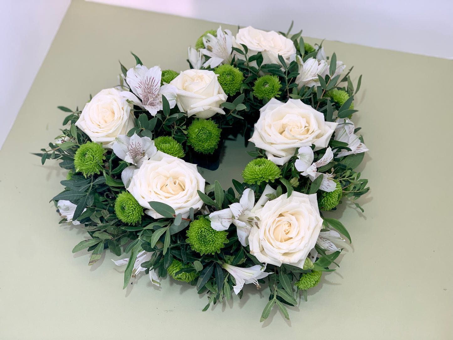 Elegant Whites Sympathy Heart Open