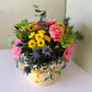 Bright Florists Choice Hat Box Arrangement