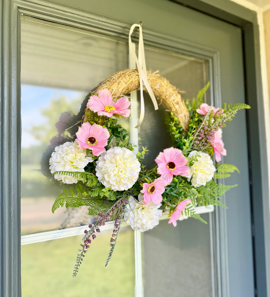 Dahlia and Cosmos Wreath