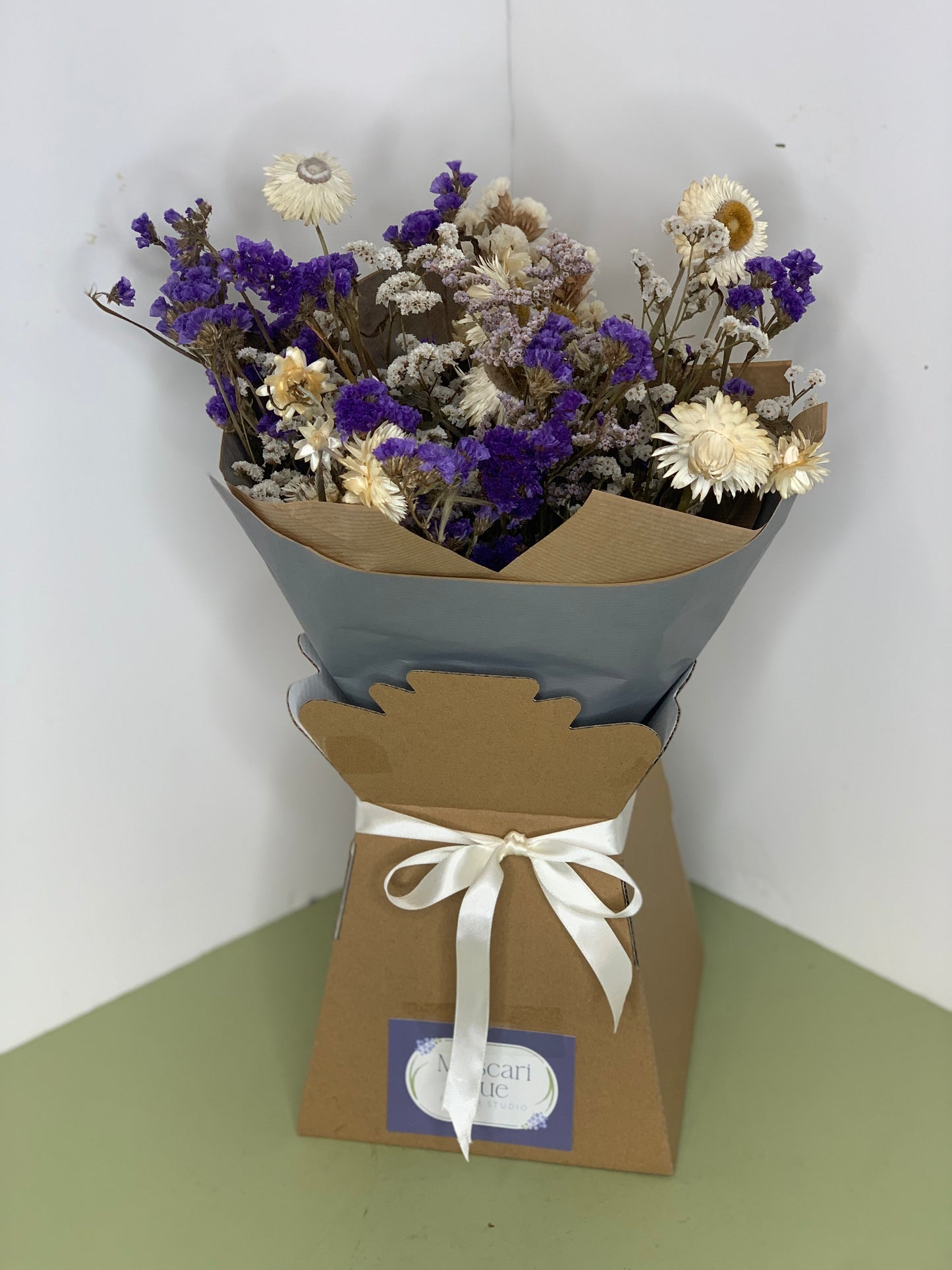 Purple and White Dried Bouquet
