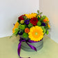 Bright Florists Choice Hat Box Arrangement
